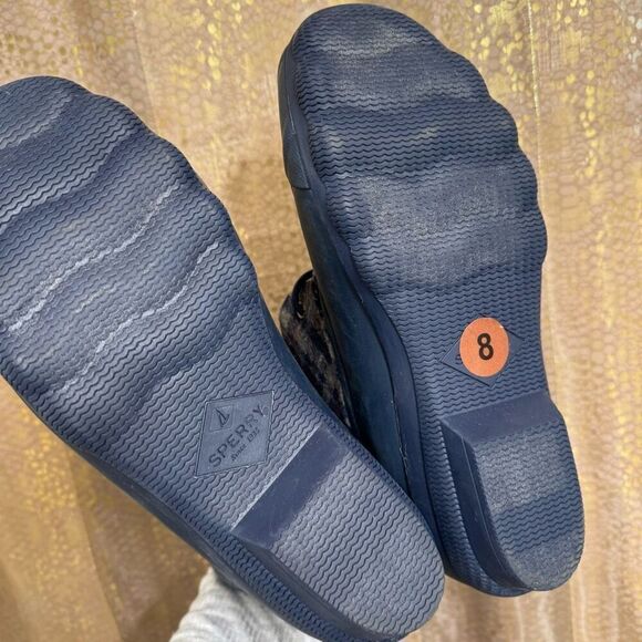 Sperry Navy Blue Saltwater Wool Plaid Duck Winter Boots Waterproof Snow Size 8 - Picture 6 of 8